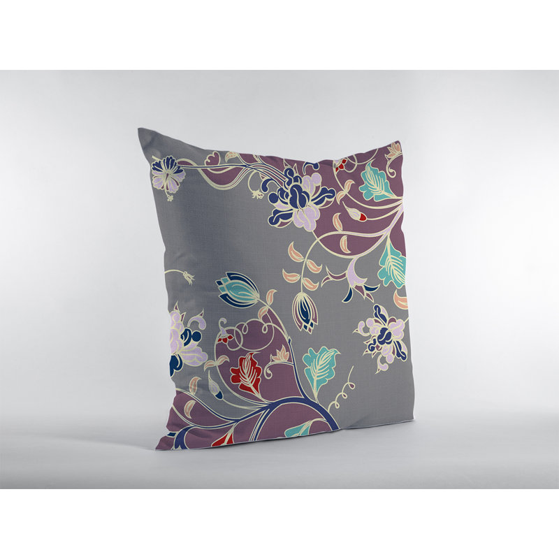 Derlyum Nature Broadcloth Reversible Throw Pillow, 18" x 18", Purple/Gray