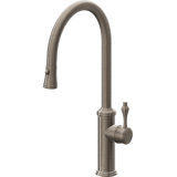 Davoli Pull-Down Kitchen Faucet with Button Sprayer - High Arc Spout