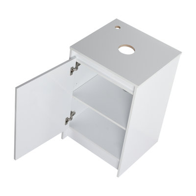 Armoire de salle de bain autoportante 20 po, portes à fermeture douce, blanc brillant, (emballage KD) (meuble-lavabo seulement)