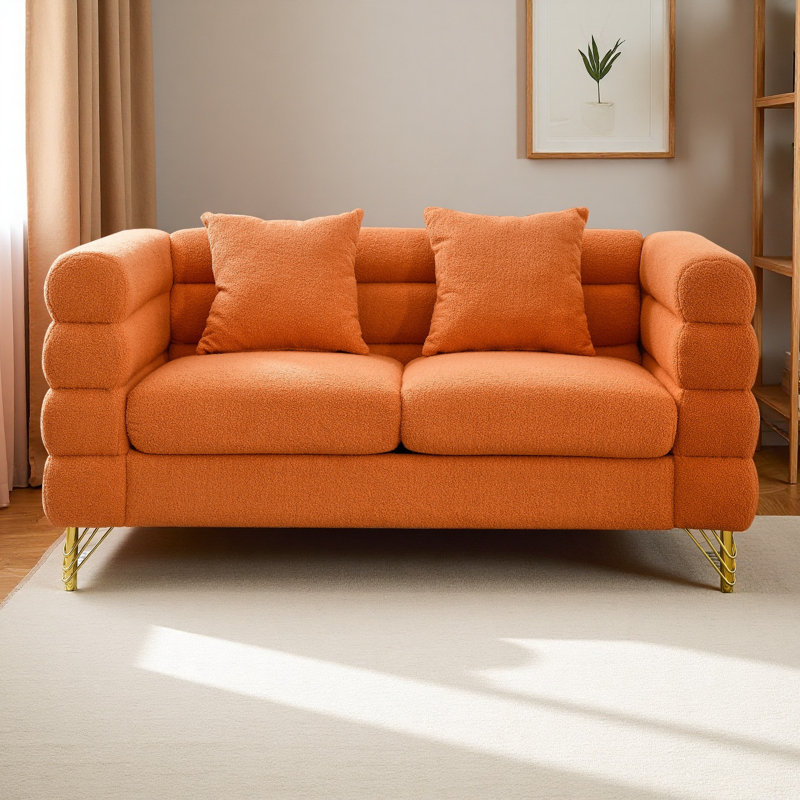 Marypatricia Oversized  Upholstered Loveseat, Modern Sofa Couch, Tissu orange, 28" H x 60" W x 32" D