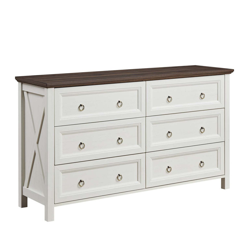 Commode de rangement à 6 tiroirs, Noyer