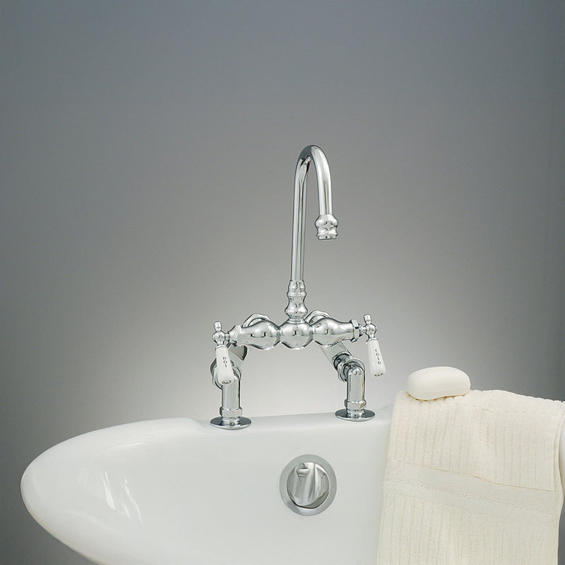 Deck Mount Tub Faucet with Adjustable Centers, Satin Black
