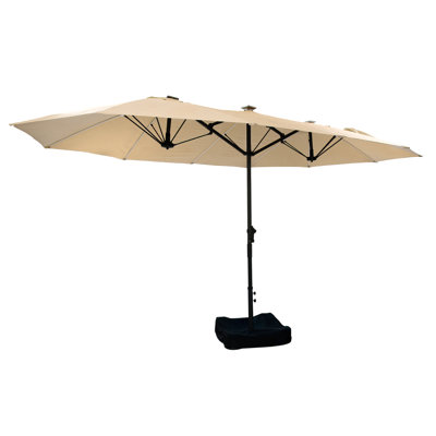 Parasol de patio à double face 15 pi avec base et éclairage