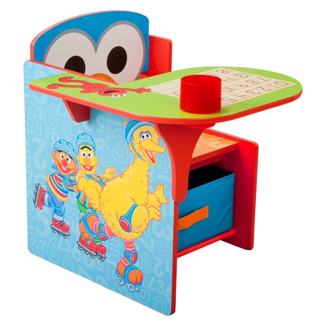 Sesame Street Kids Desk Chair with Storage Compartment and Cup Holder Delta Children