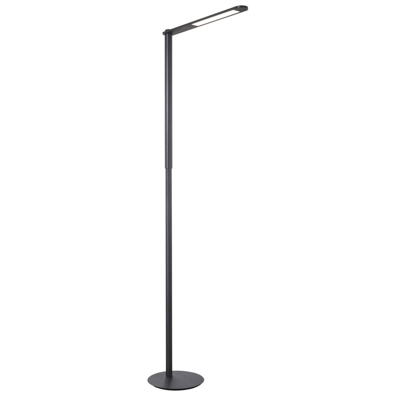 Glennetta LED Floor Lamp In Coal Black & Brushed Coal Blac Finish