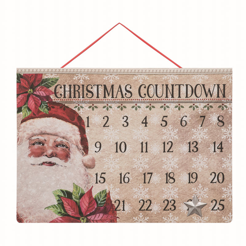Wood Beaded Countdown Advent Calendar with Star Magnet