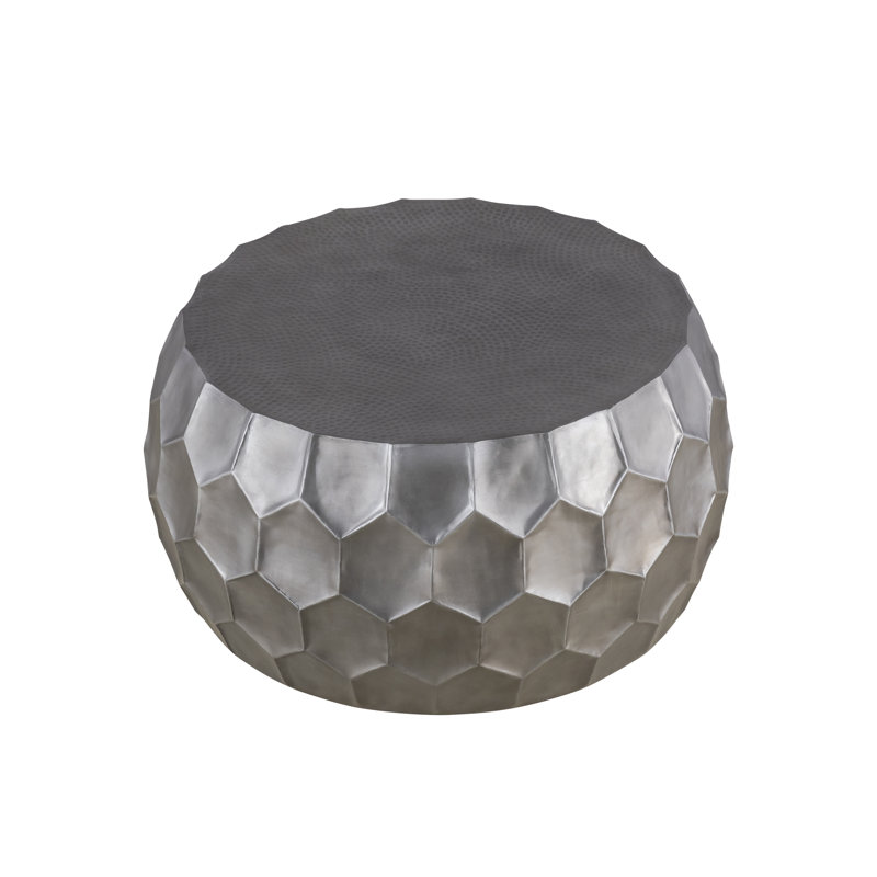 Celentano Metal Drum Accent Coffee Table, Silver