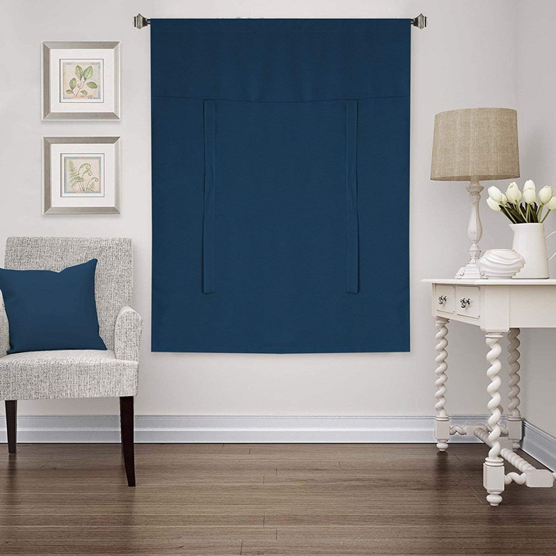Kitchen Tie Up Curtain Thermal Insulated Tie Up Window Blind for Small Window Rod Pocket Panel, Navy