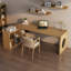 62.99" Burlywood L-Shaped Solid Wood Office Sets