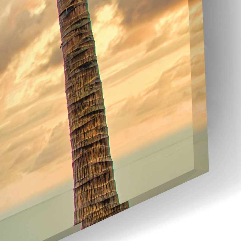 «Columbia Palm Sunset» par Mark A Paulda, art en verre acrylique Wal, H 16 po x l 24 po x P 0,2 po