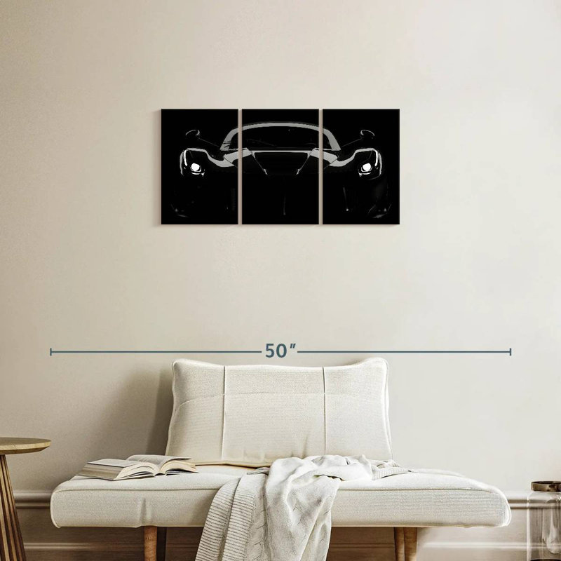 Mehar Silhouetted Black Car, 15" H x 32" W