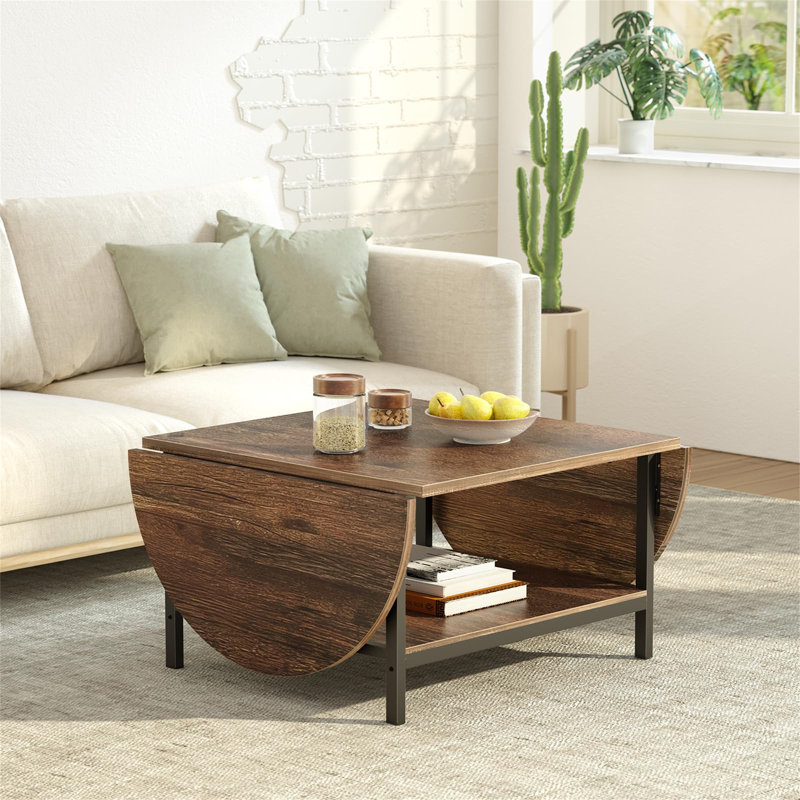 4 Legs Coffee Table with Storage, Brown