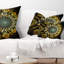 Fleur numérique jaune foncé - coussin imprimé abstrait