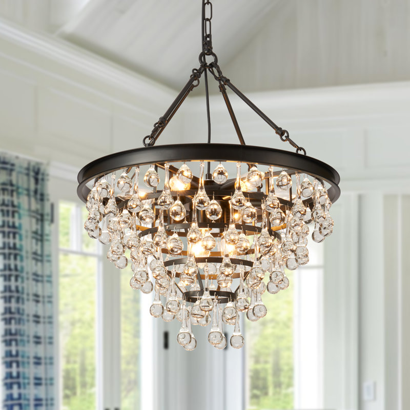 9- Light Dimmable Tiered Crystal Chandelier With Adjustable Chain