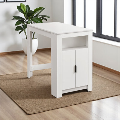 Table de salle à manger à hauteur de comptoir Bernard au fini blanc, H 35,8 po x l 47,01 po x P 23,39 po