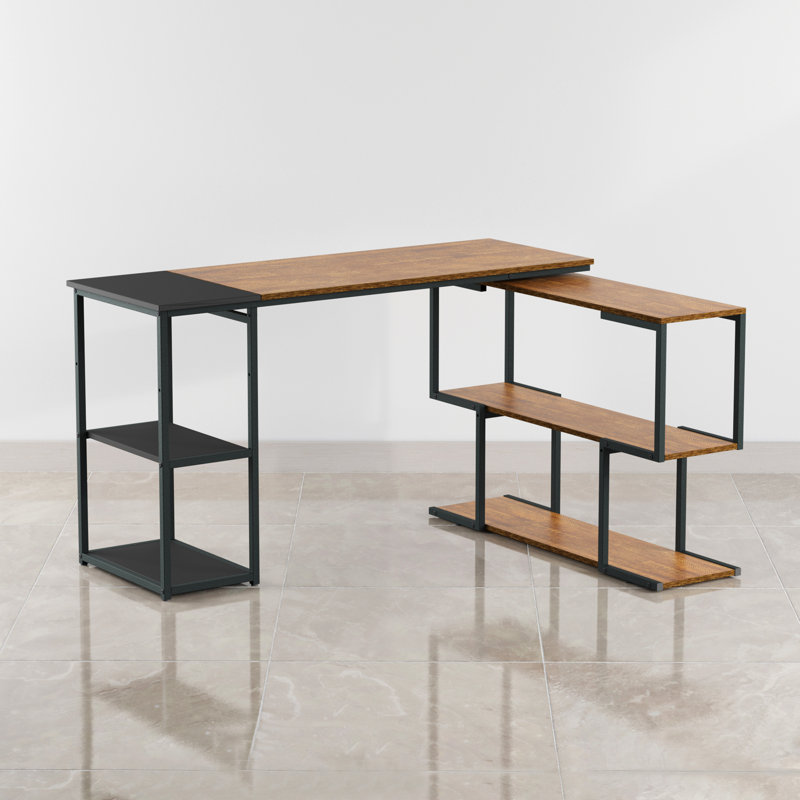 Krimhilde 135.5Cm W L-Shaped Computer Desk, Black