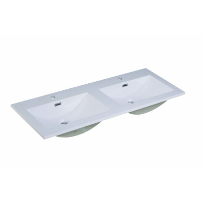Espace Habitation GBI 18.1'' White Polymarble Rectangular Bathroom Sink with Overflow