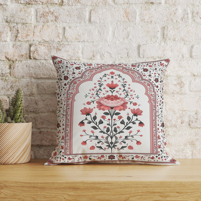 Splendeur moghole Intérieur/Extérieur 18x18, Square 18", Argent / Crème