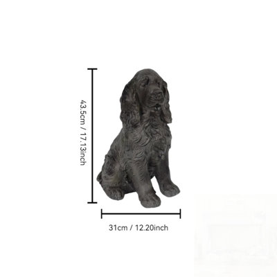 Realistic Cocker Spaniel Statue, Lifelike Puppy Figurine for Outdoor Garden and Home Decor