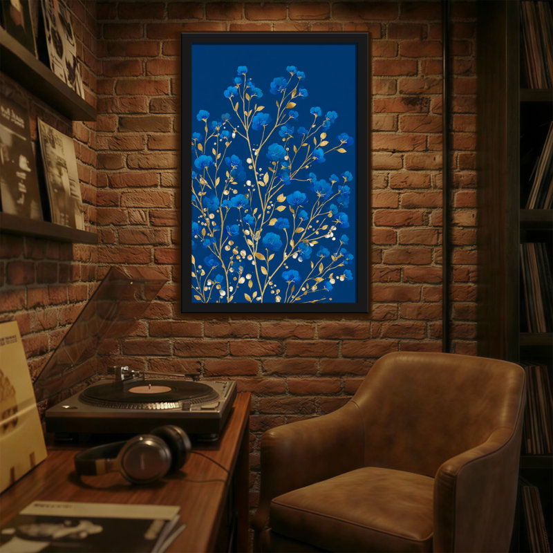 «Plants & Flowers Flowers Leaves», reproduction d'art sur fond, H 30 po x l 20 po