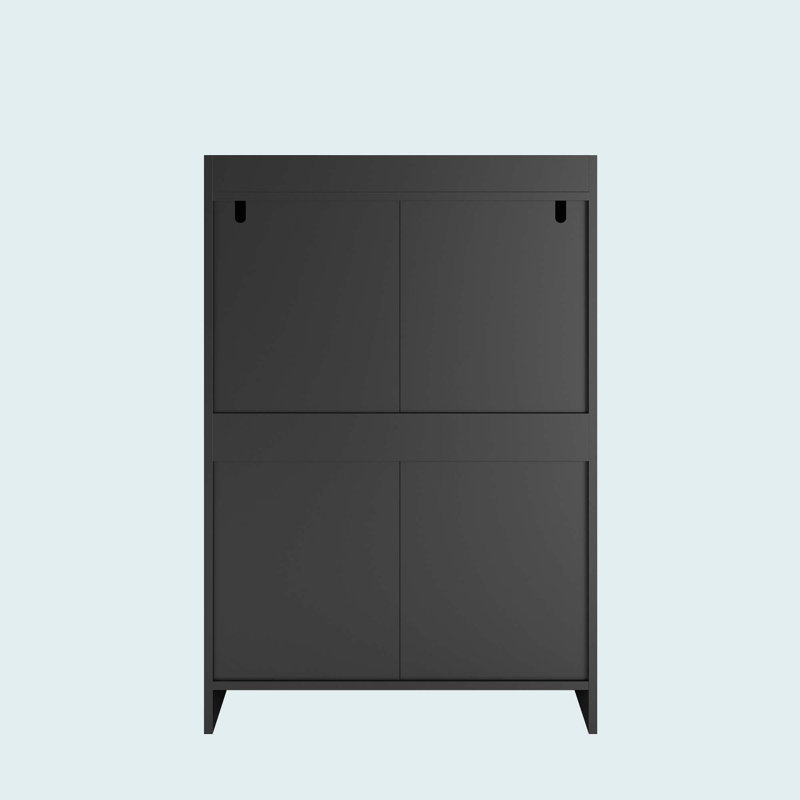 Commode 4 tiroirs, commode sans poignée, commode pour chambre à coucher 100% imperméable, armoire en bois moderne avec cadre robuste