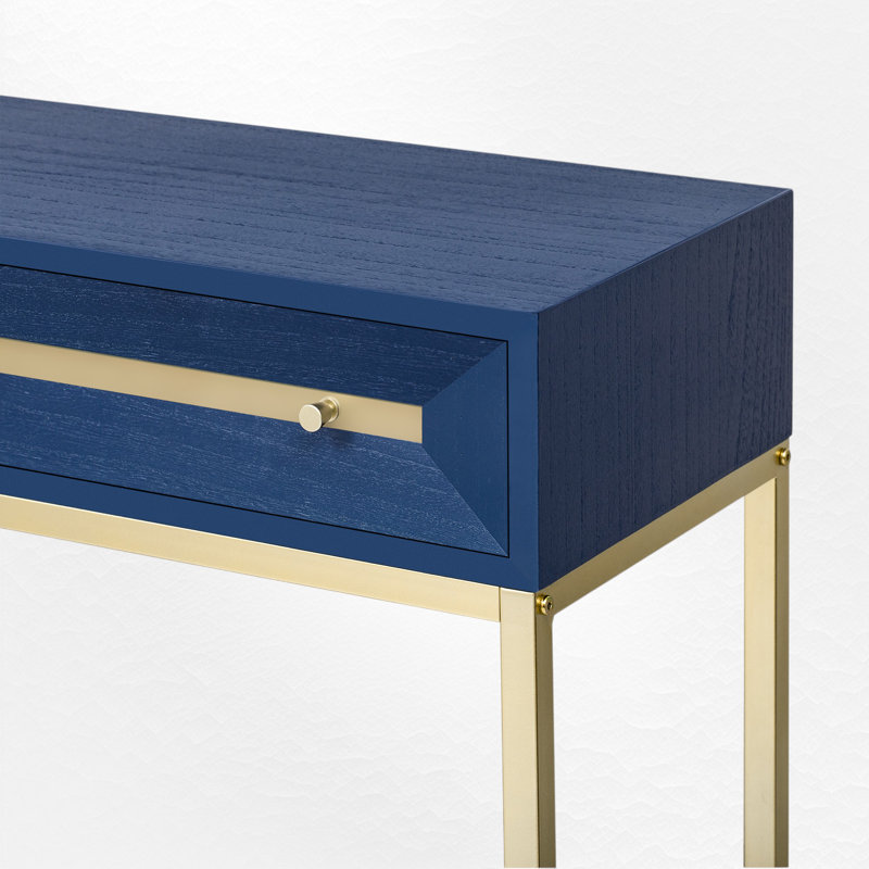 45.52" Console Table, Navy/Gold