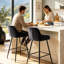 Fixed Height Velvet Bar Stool with Diamond Tufted Back-283683768