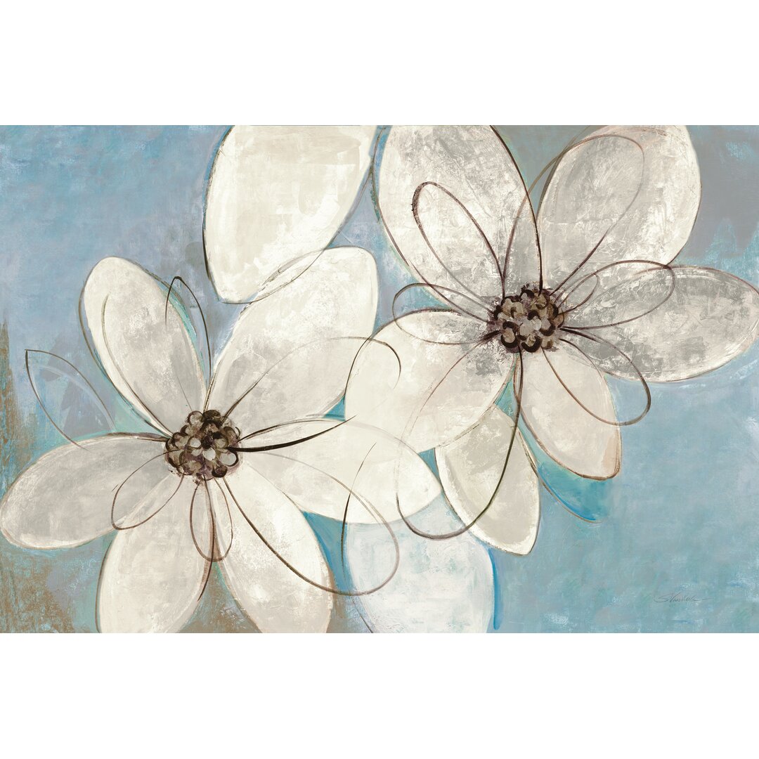 Leinwandbild Blue and Neutral Floral von Silvia Vassileva