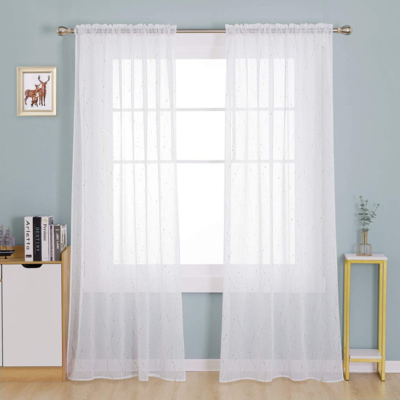 Rideau en polyester, L 52 po x L 84 po, Or