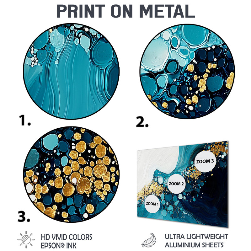 Abstrait aqua Pulse of the Ocean III - Art mural abstrait en métal, H 30 po x l 40 po