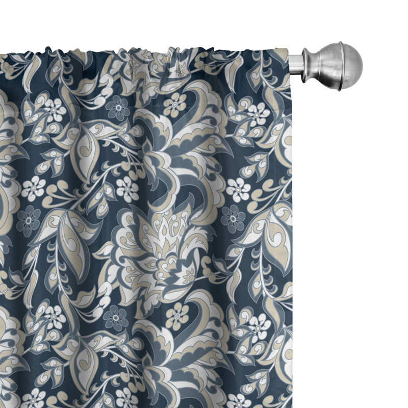 Floral Semi-Sheer Rod Pocket Curtain Panels, 28" W x 63" L