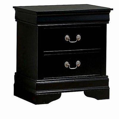 1pc Nightstand Black Louis Philippe Solid wood English Dovetail Construction Antique Nickle Hanging Pulls