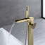 Square Dual Handle Freestanding Waterfall Tub Filler with Diverter & Solid Brass Hand Shower, cUPC Certified 1.75 GPM Floor Mount Tub Faucet