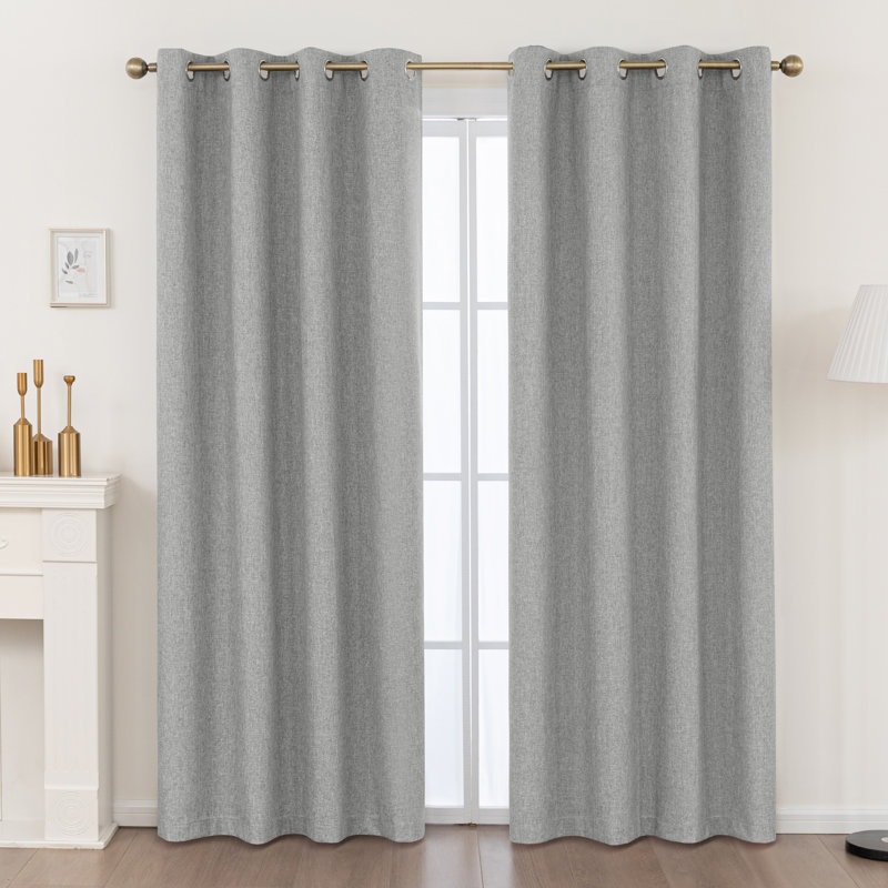 Paire de rideaux 100% occultant et isolant en polyester (ensemble de 2), L 52 po x L 96 po, Gris