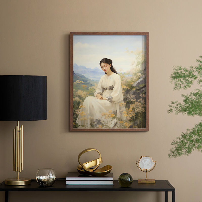 WOMEN Series DXVII - reproduction encadrée de qualité supérieure - prête à être accrochée - aucun clou requis, Noyer