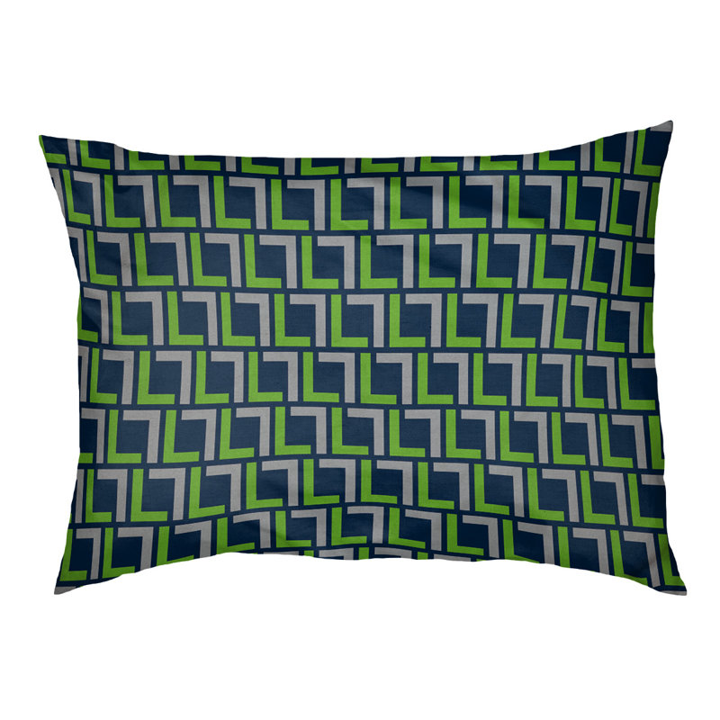 Brossard Geometric Polyester Pet Bed, Extra large  (40'' W x 50'' D x 6'' H), College Navy/Action Green/Wolf Grey