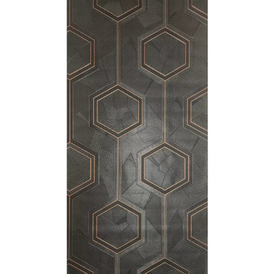 Papier peint géométrique hexagonal à motif géométrique en bronze brun