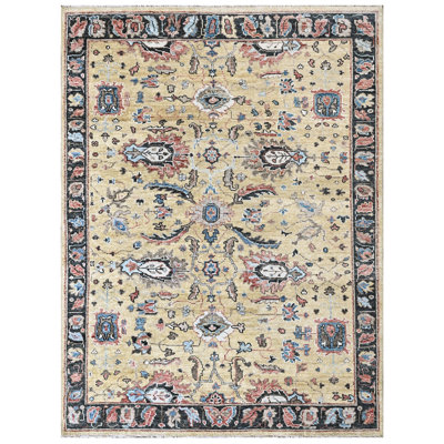8'11''x11'11'' Hand Knotted Wool Light Gold Oushak Arts and Crafts Rug