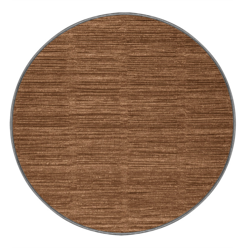 Machine Washable Solid Brown Area Rug, Round 4'