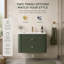 Meuble-lavabo mural flottant vert 30 po avec lavabo en bois d'hévéa massif avec tiroirs en queue d'aronde à fermeture en douceur