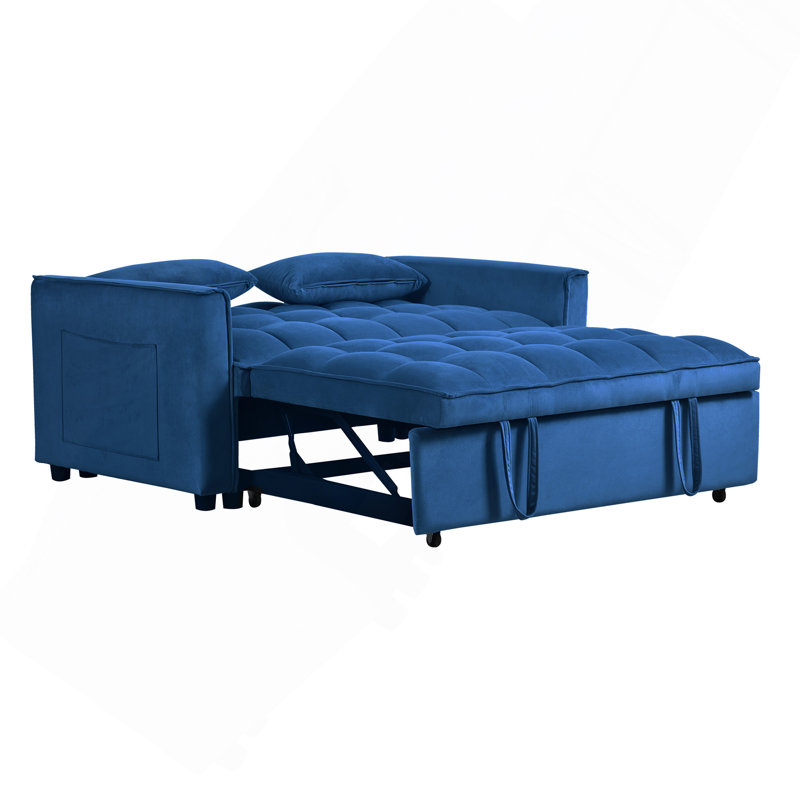 Canapé-lit convertible 3 en 1, H 31,1 po x l 52,75 po x P 33,46 po, Bleu, Éponge