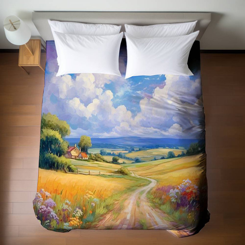 Housse de couette Blue Queen - arbres de chambre à coucher, décor de petite maison de campagne