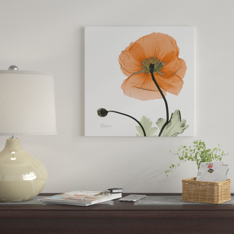 «Islande coquelicot», impression sur toile, H 26 po x l 26 po x P 1,5 po, Toile tendue, Pas de tapis