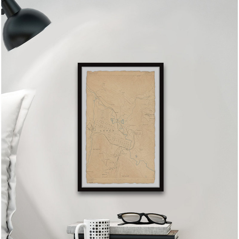 Carte d'Aspen, Colorado - Reproduction de photo encadrée sur papier, H 12 po x l 8 po x P 1,5 po