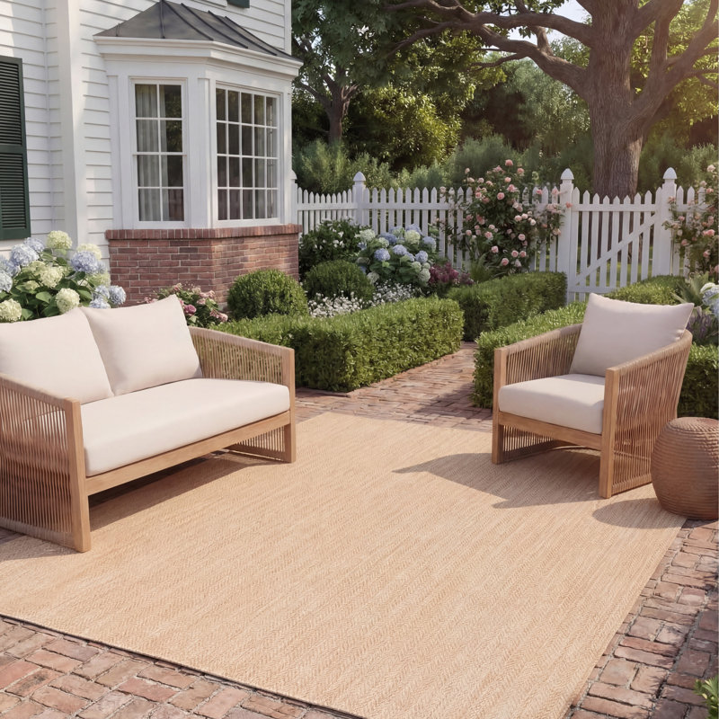 Arneshia Beige Indoor/Outdoor Area Rug, Rectangle 8' x 11', Beige