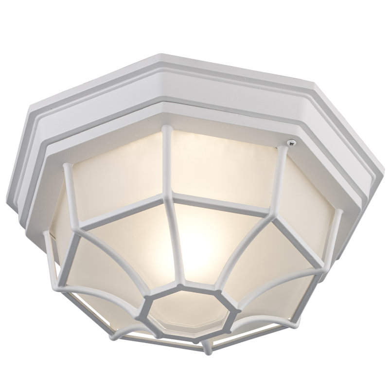 Plafonnier encastré d'extérieur à 1 ampoule Basham, Blanc, H 5 po x l 11 po x P 11 po