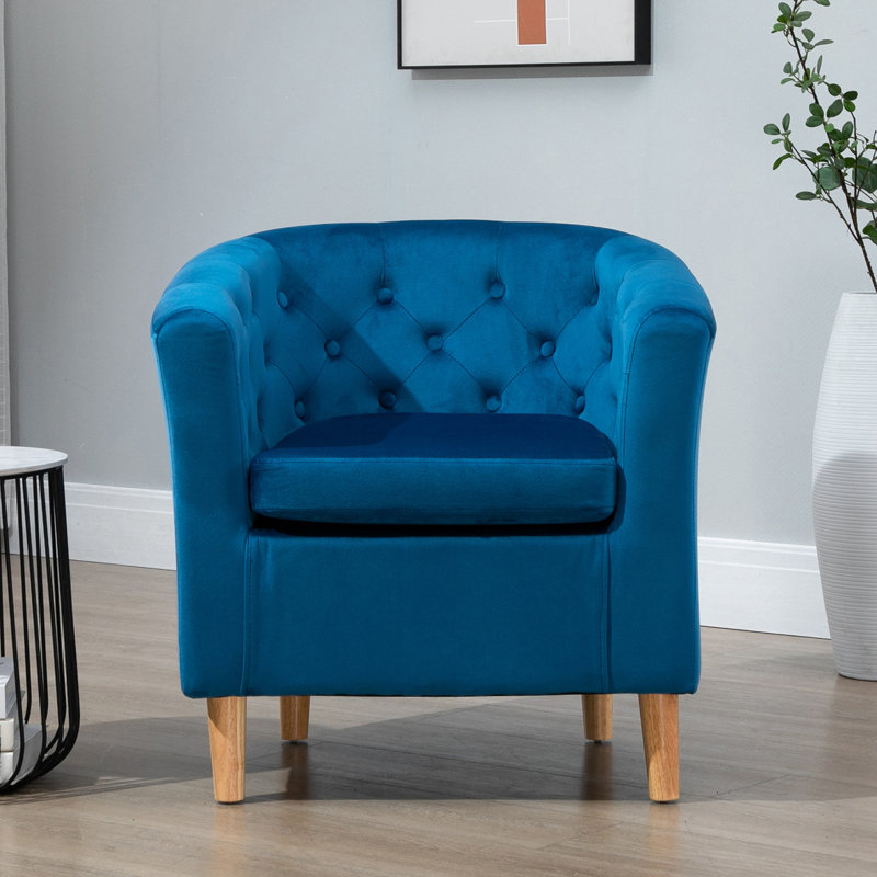 Tarbes Velvet Barrel Chair, Blue