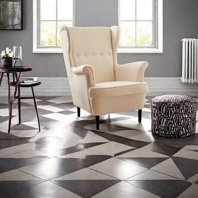 Fauteuil inclinable tapissier modèleski, Mélange de polyester beige modèleski