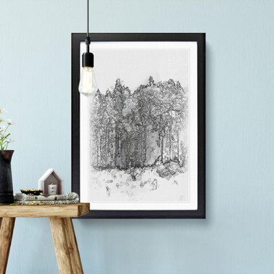 View Of A Winter Forest - Single Picture Frame Painting on MDF