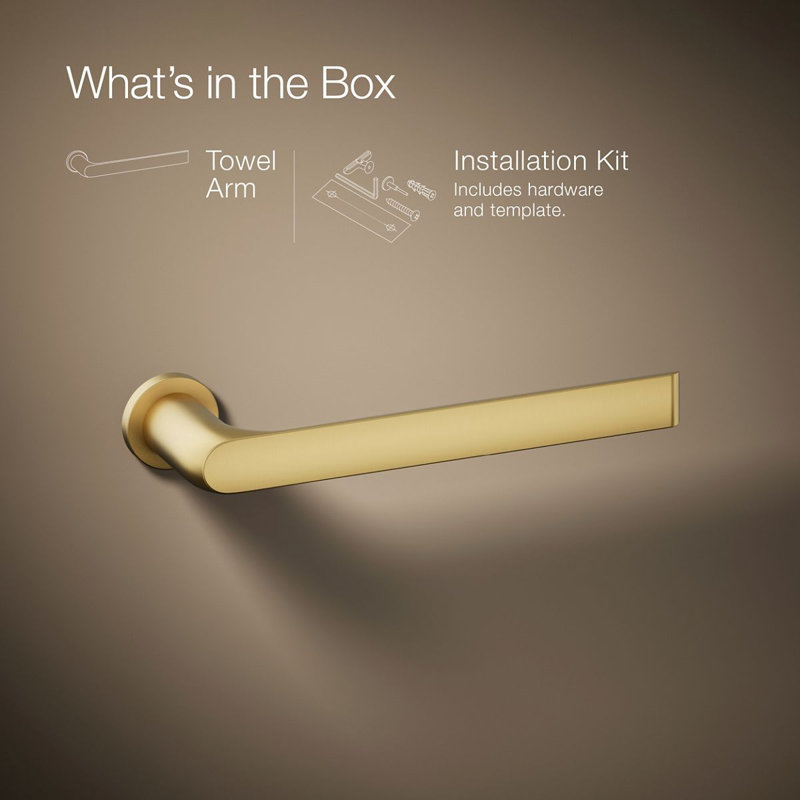 Avid Towel Arm, Vibrant Brushed Moderne Brass